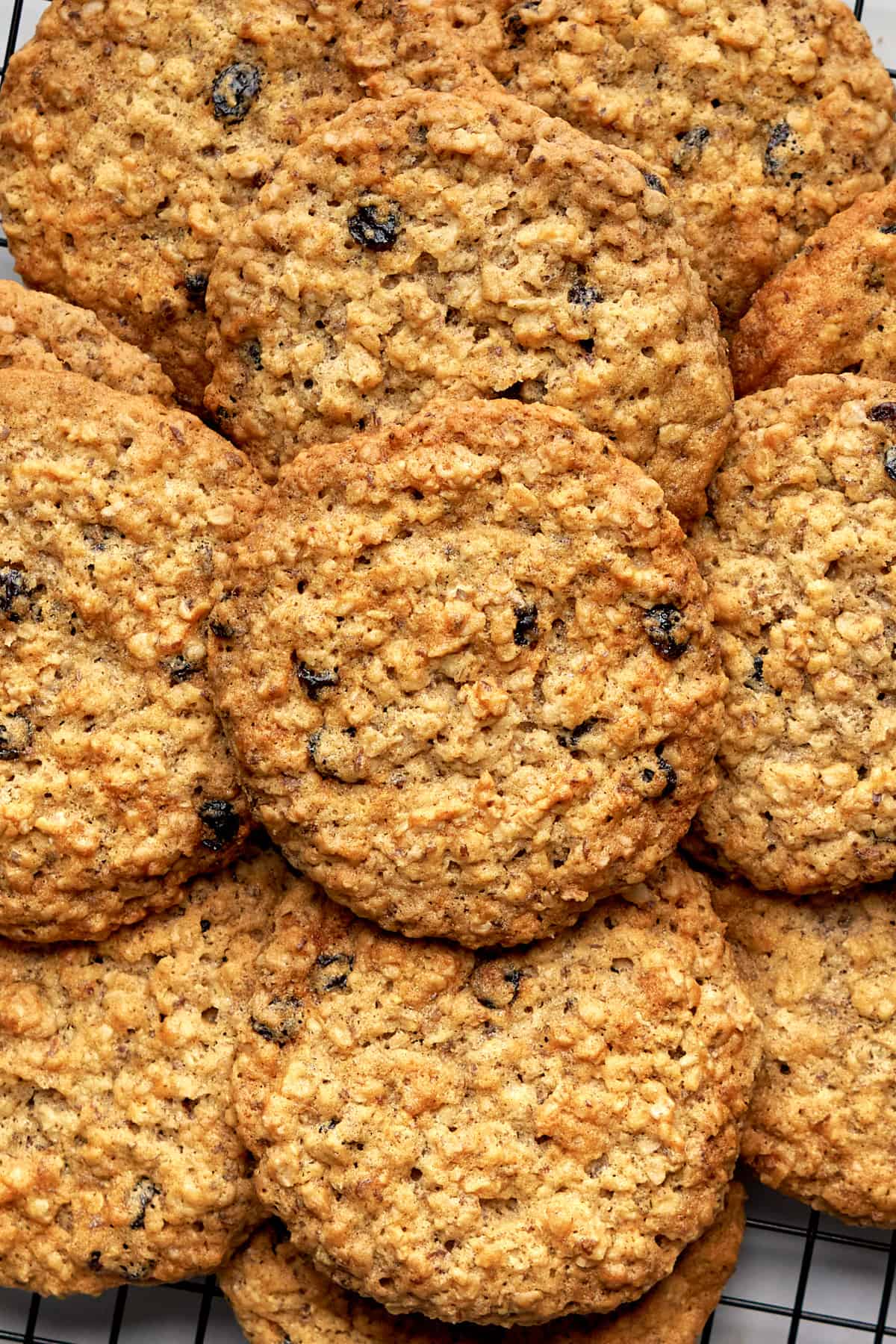 oatmeal cookies on cooling rack.