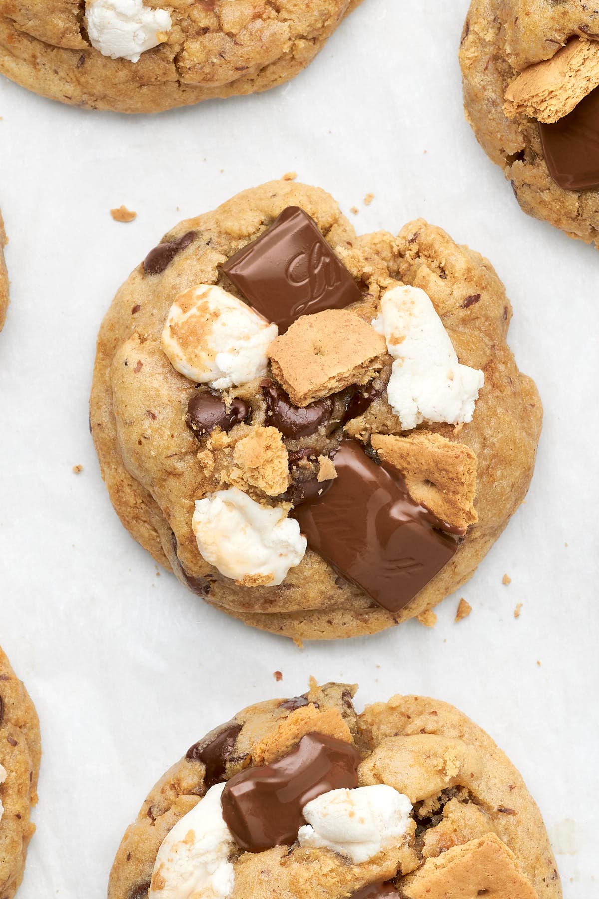 close up of vegan smores cookie.