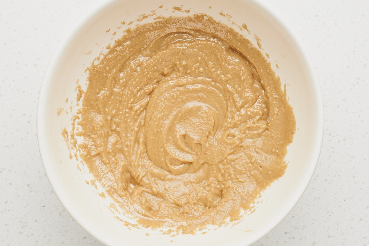 creamed vegan butter and tahini in a bowl.
