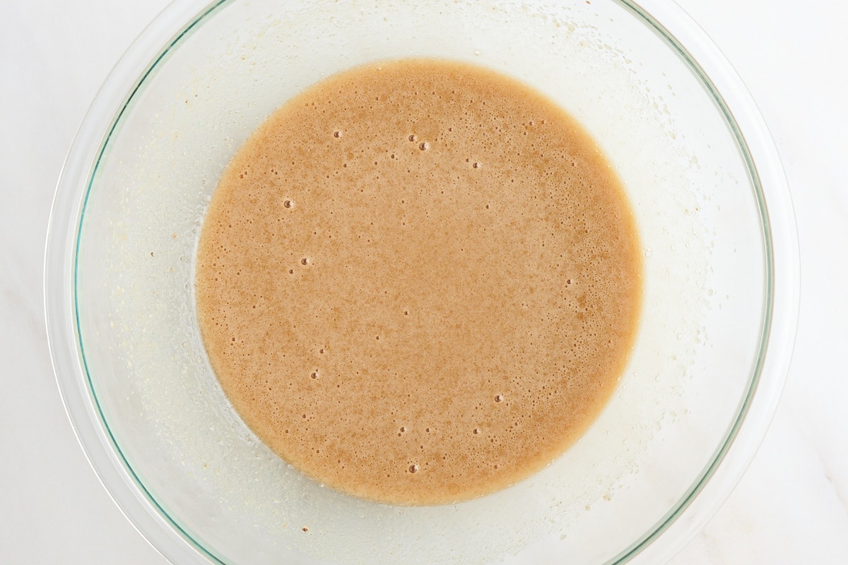 combined wet ingredients in a bowl.